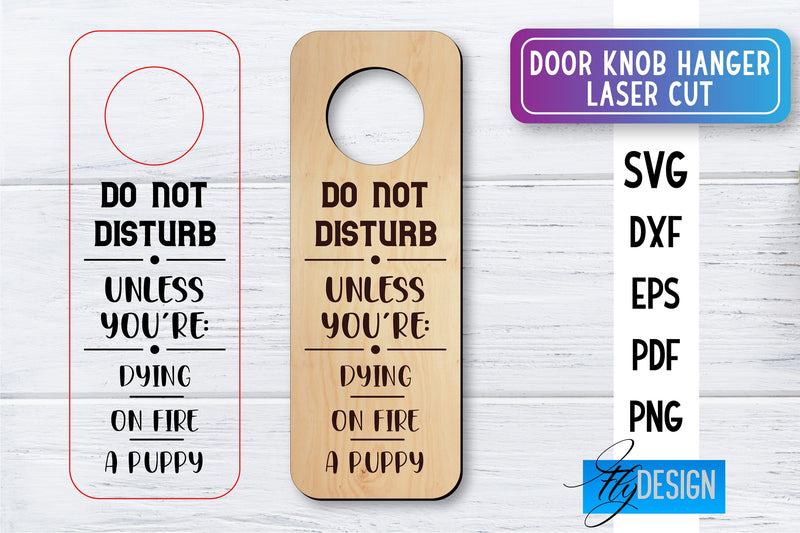 Door Knob Hanger Laser Cut SVG | Home SVG Design | CNC files SVG Fly Design 