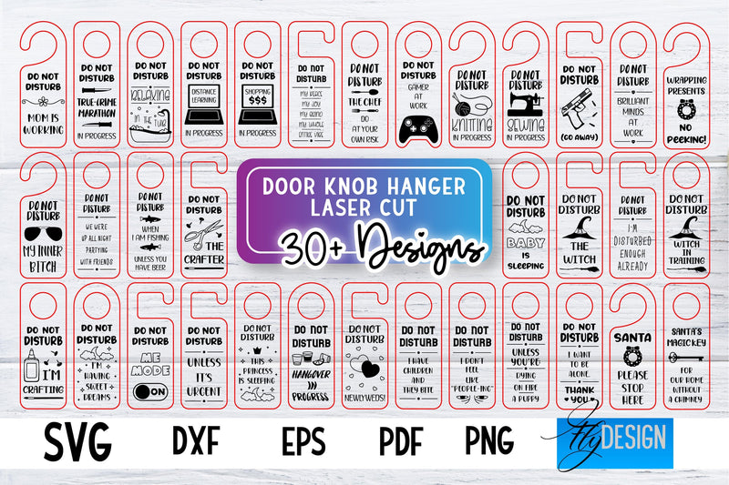 Door Knob Hanger Laser Cut SVG | Home SVG Design | CNC files SVG Fly Design 