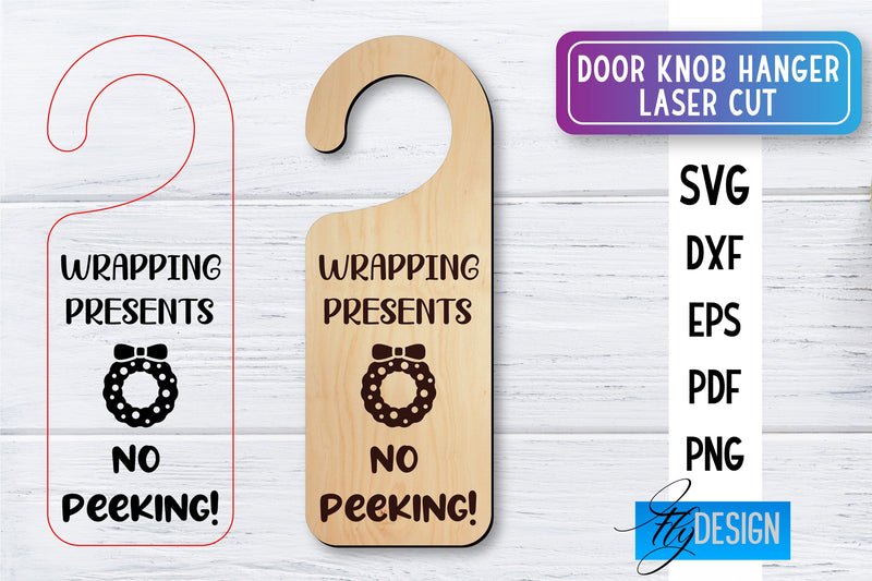 Door Knob Hanger Laser Cut SVG | Home SVG Design | CNC files SVG Fly Design 