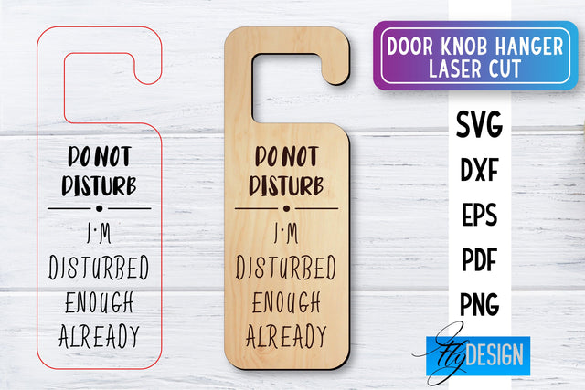Door Knob Hanger Laser Cut SVG | Home SVG Design | CNC files SVG Fly Design 