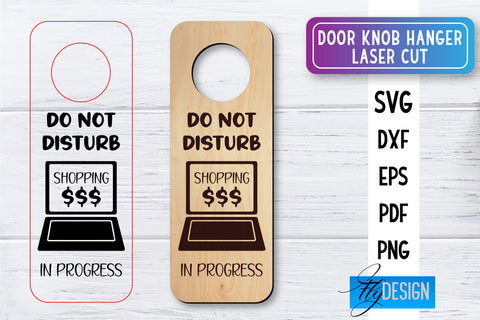Door Knob Hanger Laser Cut SVG | Home SVG Design | CNC files SVG Fly Design 