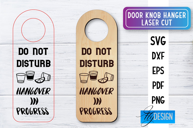 Door Knob Hanger Laser Cut SVG | Home SVG Design | CNC files SVG Fly Design 