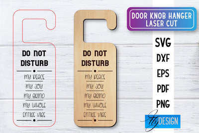 Door Knob Hanger Laser Cut SVG | Home SVG Design | CNC files SVG Fly Design 