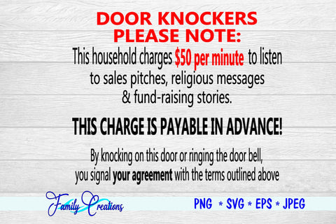 Door Knockers Please Note SVG Family Creations 
