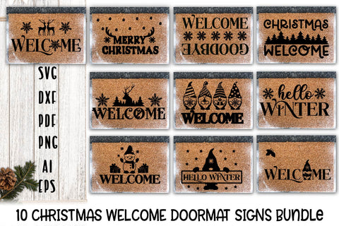 Door mat Bundle SVG. Christmas Welcome Door mat Bundle SVG. SVG Samaha Design 