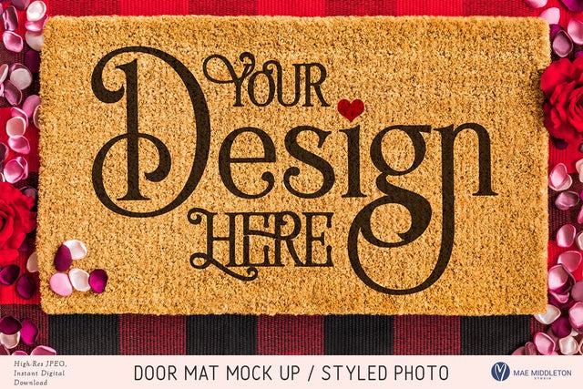 Door Mat mock up - Roses, styled photo Mock Up Photo Mae Middleton Studio 