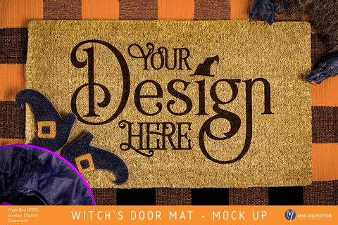 Door Mat mock up, Witch for Halloween Mock Up Photo Mae Middleton Studio 