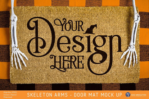 Door Mat mock up with Skeleton Arms for Halloween Mock Up Photo Mae Middleton Studio 