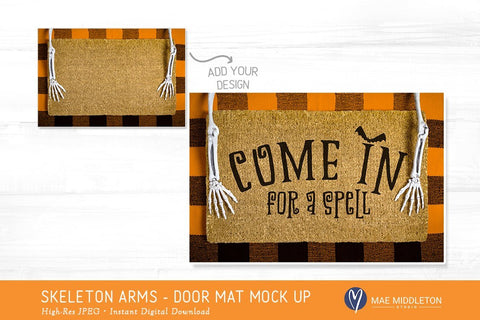 Door Mat mock up with Skeleton Arms for Halloween Mock Up Photo Mae Middleton Studio 