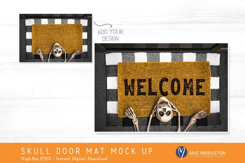 Door Mat mock up with Skeleton for Halloween Mock Up Photo Mae Middleton Studio 