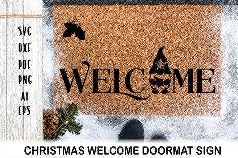 Door mat SVG. Christmas Welcome Door mat. Christmas Gnome. SVG Samaha Design 