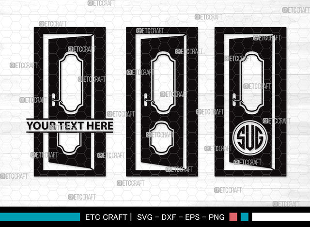 Door Monogram SVG | Open Door Svg | Door Frame Svg | Front Door Svg | House Door Svg | Window Svg | Door Monogram SVG ETC Craft 