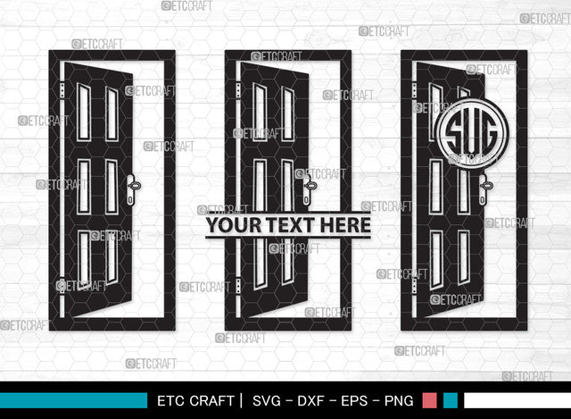 Door Monogram SVG | Open Door Svg | Door Frame Svg | Front Door Svg | House Door Svg | Window Svg | Door Monogram SVG ETC Craft 