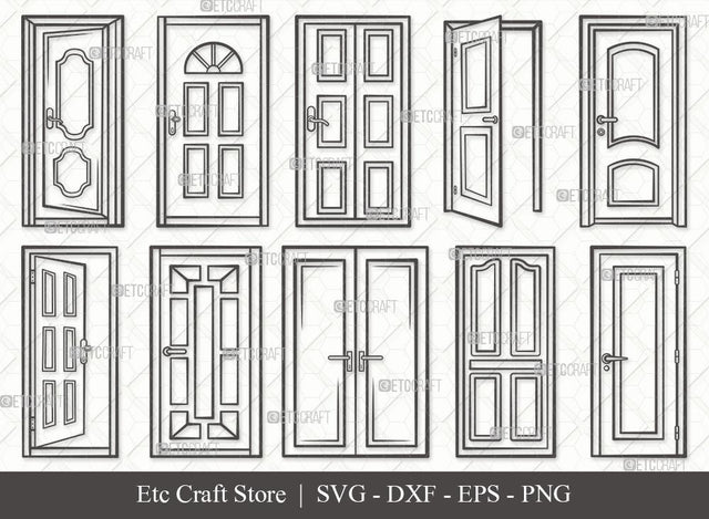 Door Outline SVG Cut File | Open Boor Svg | Door Frame Svg | Front Door Svg | House Door Svg | Window Svg | Door Svg Bundle SVG ETC Craft 