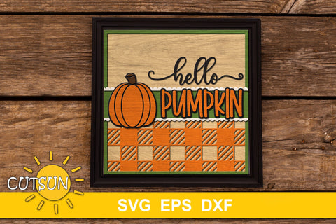 Door Sign SVG | Hello Pumpkin SVG Plaid SVG CutsunSVG 