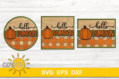 Door Sign SVG | Hello Pumpkin SVG Plaid SVG CutsunSVG 