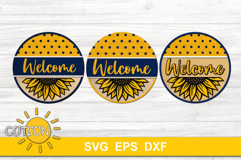 Door Sign SVG | Welcome Sign SVG | Sunflower Rustic sign SVG SVG CutsunSVG 