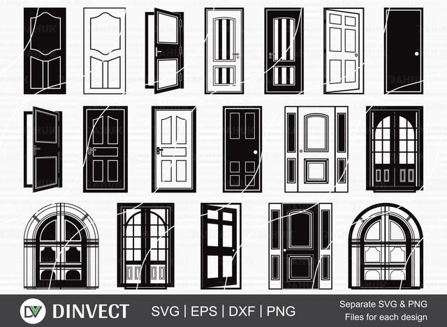 Door SVG Bundle, Door Silhouette, Clipart, Door Cut Files Cricut design space, cut file, Cutting Machine, Cameo, Vinyl Designs, Iron On Decals, Digital File SVG Dinvect 