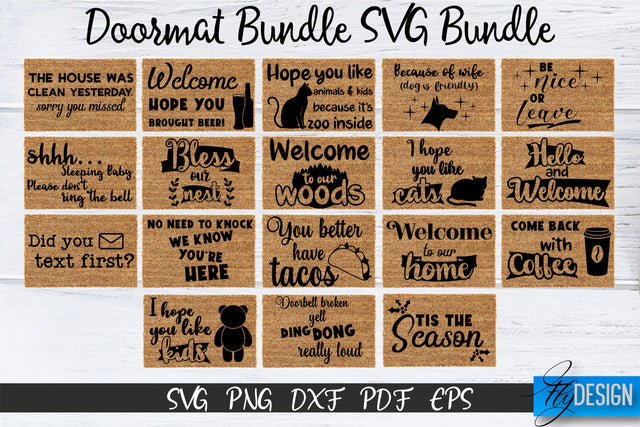 Doormat Bundle SVG. Welcome SVG. DIY Doormat. Farmhouse v.3 SVG Fly Design 