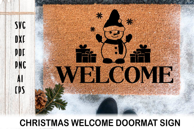 Doormat SVG. Christmas Welcome Door mat. Christmas Snowman. SVG Samaha Design 
