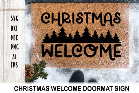 Doormat SVG. Christmas Welcome Door mat. Christmas Tree SVG. SVG Samaha Design 