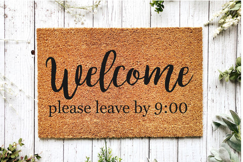 Doormat svg design,Welcome please leave by 9:00 SVG Chamsae Studio 