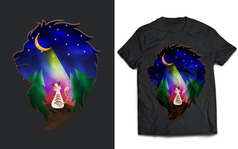 Double Exposure of Lion and Forest SVG naemmiah021 