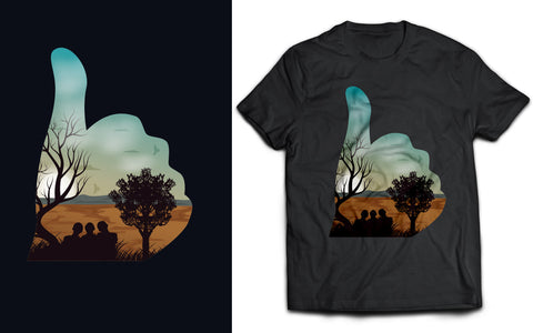 Double Exposure of Thumbs Up and Desert SVG naemmiah021 