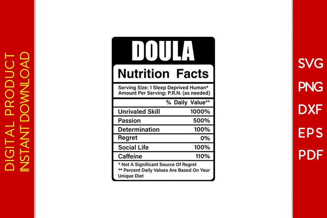 Doula Nutrition Facts SVG PNG PDF Cut File SVG Creativedesigntee 