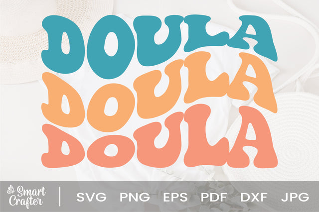 Doula Svg Png Pdf Eps, Trendy svg, Shirt Design Idea, Wavy Stacked style, For Shirt, Mug, Cricut, Shirt etc. SVG Fauz 