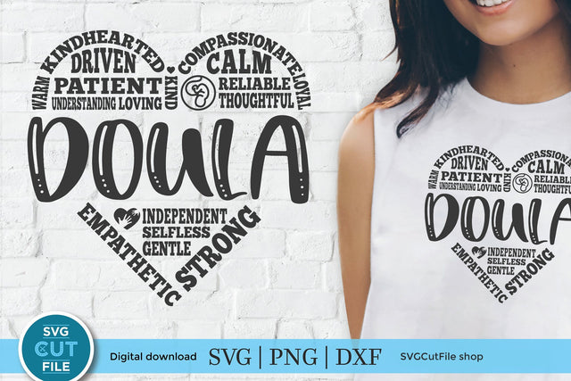 Doula svg, pregnancy support svg, childbirth helper svg, birth worker svg, delivery doula svg, svg dxf png, guide, heart words, subway art SVG SVG Cut File 