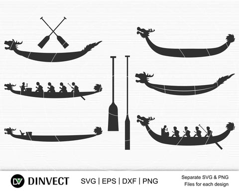 Dragon Boat Racing SVG, Dragon boat Svg, Dragon Boat Racing silhouettes,Dragon boat festival, Dragon boat Cut files, Dragon boat silhouettes SVG Dinvect 