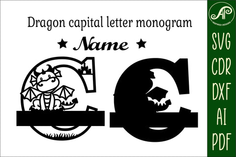 Dragon Capital Monogram Letter C SVG Cut SVG APInspireddesigns 