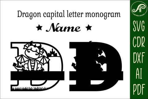Dragon Capital Monogram Letter D SVG Cut SVG APInspireddesigns 
