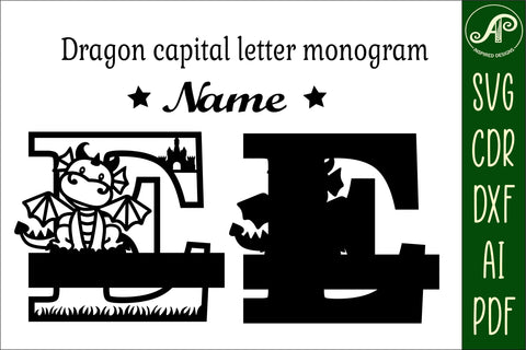 Dragon Capital Monogram Letter E SVG Cut SVG APInspireddesigns 