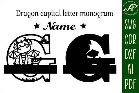 Dragon Capital Monogram Letter G SVG Cut SVG APInspireddesigns 