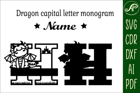 Dragon Capital Monogram Letter H SVG Cut SVG APInspireddesigns 