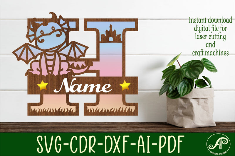 Dragon Capital Monogram Letter H SVG Cut SVG APInspireddesigns 