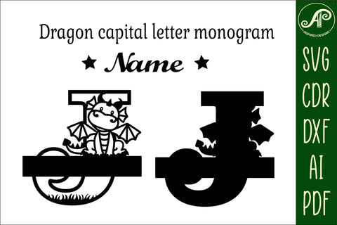 Dragon Capital Monogram Letter J SVG Cut SVG APInspireddesigns 