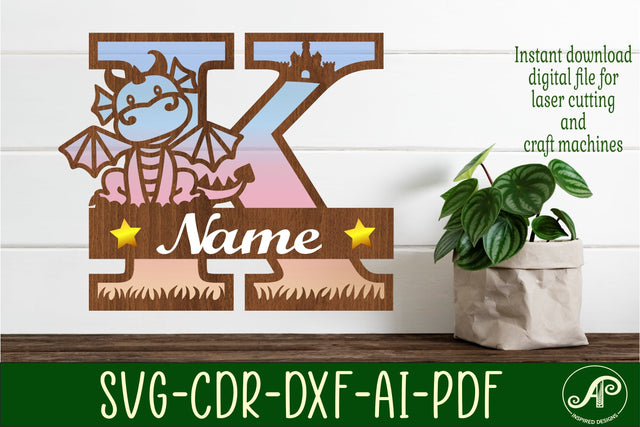 Dragon Capital Monogram Letter K SVG Cut SVG APInspireddesigns 