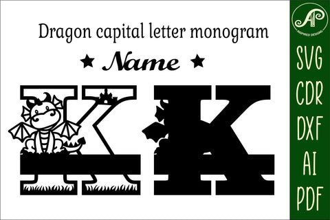 Dragon Capital Monogram Letter K SVG Cut SVG APInspireddesigns 