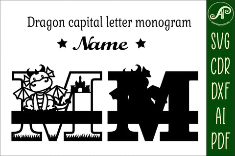 Dragon Capital Monogram Letter M SVG Cut SVG APInspireddesigns 