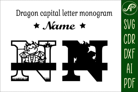 Dragon Capital Monogram Letter N SVG Cut SVG APInspireddesigns 