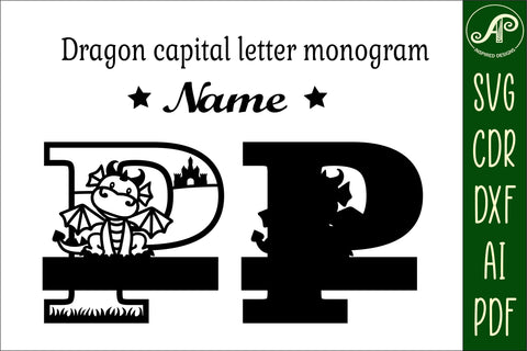 Dragon Capital Monogram Letter P SVG Cut SVG APInspireddesigns 