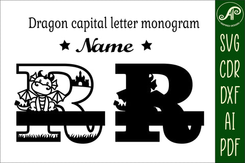 Dragon Capital Monogram Letter R SVG Cut SVG APInspireddesigns 