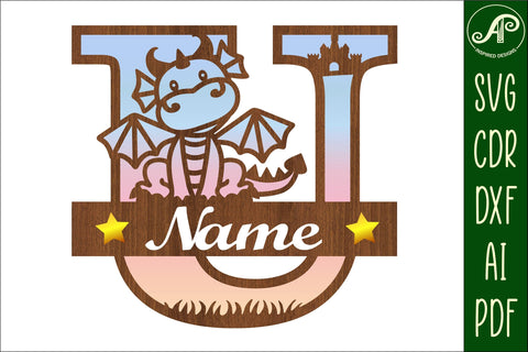 Dragon Capital Monogram Letter U SVG Cut SVG APInspireddesigns 