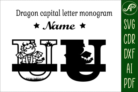 Dragon Capital Monogram Letter U SVG Cut SVG APInspireddesigns 