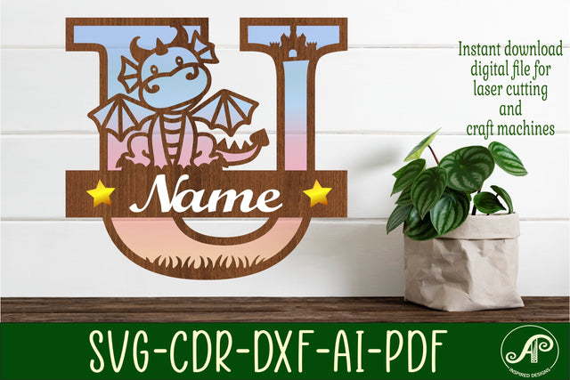 Dragon Capital Monogram Letter U SVG Cut SVG APInspireddesigns 