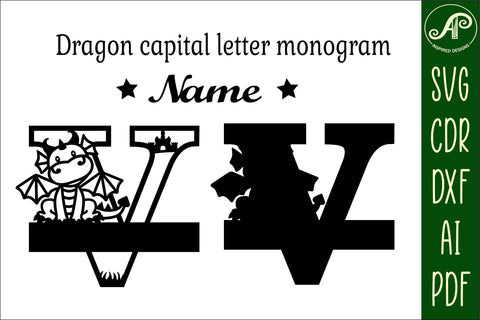 Dragon Capital Monogram Letter V SVG Cut SVG APInspireddesigns 