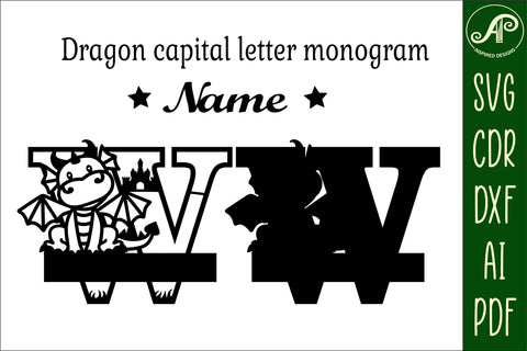 Dragon Capital Monogram Letter W SVG Cut SVG APInspireddesigns 